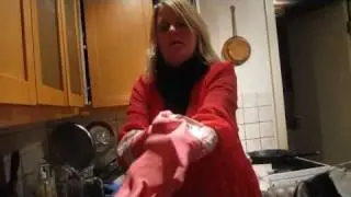 trying on as many rubber gloves as possible