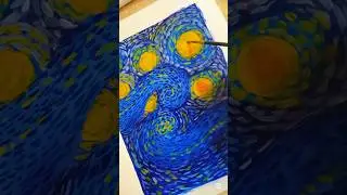 Starry night painting with acrylic color ✨🌌#acrylicpaintingtutorial #reelsfypシ #paintinglessons