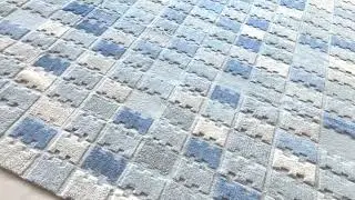 Rug & Kilim&rsquo;s Scandinavian Style Custom Rug in Blue and Gray Geometric Pattern -25986
