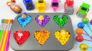 Satisfying Video I How to make Princess Lolipops in to Pool AND Rainbow Painted Cutting ASMR