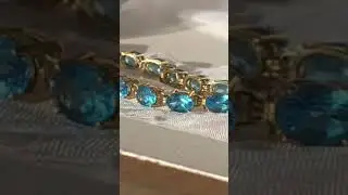 14k Yellow Gold Blue Topaz Bracelet For Sale on EBay Seller Georgiaan1 #jewelryforsale #finejewelry