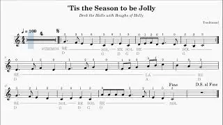 Tis the Season to be Jolly Jazz-Style Backing Track. Easy Violin Christmas Play Along. Deck the Hall