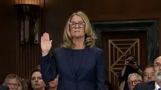 Christine Blasey Ford is sworn in before testimony about Kavanaugh