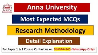 Anna University PhD Entrance Test 2024|Most Repeated Research Methodology MCQs|Research Methodology