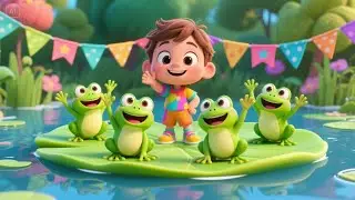 Five Little Frogs&rsquo; Splash Party Jump Around Fun and Energetic Nursery Rhyme for Kid Sing for Toddler