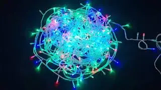 Гирлянда светодиодная нить на елку Мульти 20 м. 300 LED от сети прозрачный провод (m.01.5T.300-)