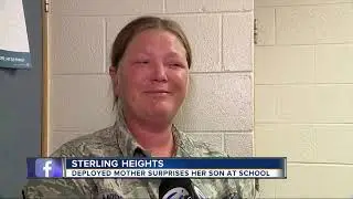 Deployed mother surprises son at Sterling Heights school