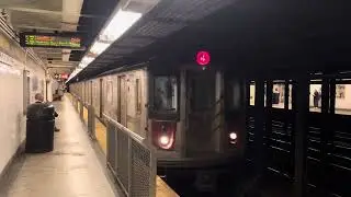 R142 & R142A (4) trains at 110th Street, with two R142 (5) express trains bypassing the station.