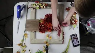 Gluing Floral Picks to a Picture Frame Wreath