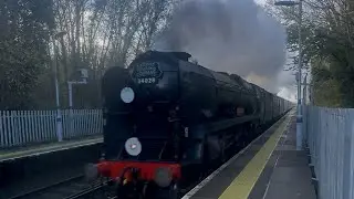 The Rochester Dickensian Christmas Express at Stone Crossing Kent Locomotive Number 34028