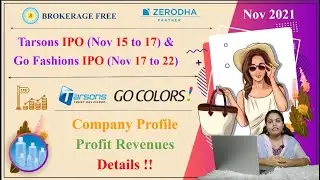 Tarsons IPO, Go Fashions IPO Review, Profit, Revenues Details in Tamil | Nov - 2021