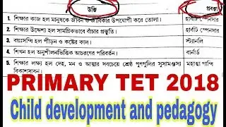 PRIMARY TET EXAM 2018  |  শিশু মনস্তত্ব part ~1.