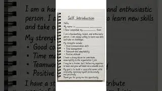 universal self introduction for any job 😍