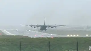Lockheed C-130H Hercules Military Transport Landing at Birmingham (BHX)