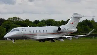 VistaJet Bombardier Challenger 350 9H-VCC departing from Cambridge