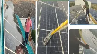 Solar panel cleaning in Efficient Solar Panel Cleaning😱😱🔥🔥
