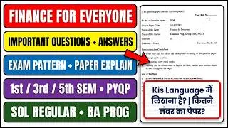 Finance for Everyone Important Questions Answers 1st / 3rd / 5th Semester Question Paper SOL REGULAR