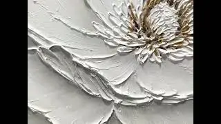 Abstract Original Flower Oil Painting On Canvas,Large 3D Impasto Textured White Floral Painting