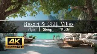 Plush Coastal Chill | 4K Ocean Horizon, Elegant Jazz Music & Serene Tropical Vibes All Hour