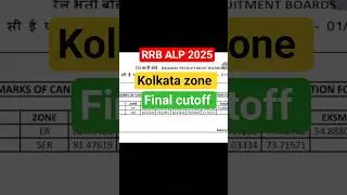 ✅RRB ALP Kolkata Zone Final Cutoff 2025 | Railway ALP Cutoff Zone Wise | RRB ALP Result 2025 #shorts