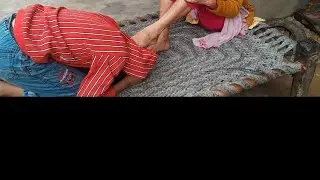 Indian legs massage / blessing of daughter