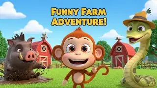 Cute Monkey Funny Farm Adventure 🐵🌽 | Wild Boar & Giant Snake Fun | 3D Cartoon for Kids