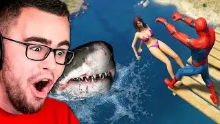 Reacting to GTA 5 SPIDERMAN Water Ragdoll Funny Fails!