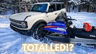 SNOWMOBILE CRASHES INTO FORD BRONCO!
