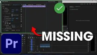 How To Fix MISSING Effect Controls Panel in Premiere Pro (2026) Easy Guide