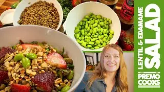 Lentil and Edamame Salad RECIPE | Protein Rich Vegan Salad With Broccolini, Strawberries, & Almonds