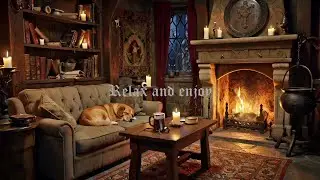 Cozy Fireplace Ambience with Sleeping Dog 🐶 5 Hours for Sleep, Study & Relaxation 🔥