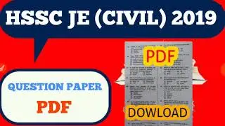 HSSC JE ANSWER KEY // HSSC JE (CIVIL) 1 SEPTEMBER QUESTION PAPER WITH ANSWER KEY 2019