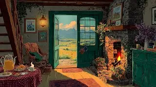 Cozy Cottage ✨Soft Disney Vibes 🎶Disney Oldies playing in Another room (Fireplace Sounds)