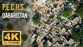 P.E.C.H.S. Qabristan Drone Shot 2 - Society Cemetery Tariq Road Karachi Aerial View Stock Footage