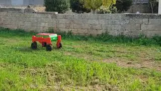 4-wheel steering robot driving outdoor