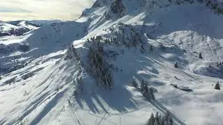 Col des Aravis in winter - France - drone flight in a scenic landscape