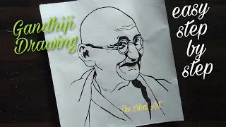 Republic day drawing /Gandhiji Line art drawing easy -step by step for beginners