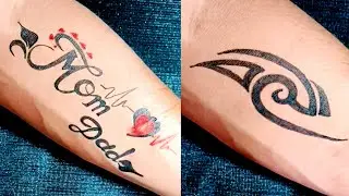 Beautiful 💕❣️Mom Dad tattoo design with pen  || easy tribal tattoo design 🤫