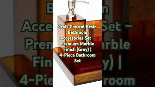 Craft Control Resin Bathroom Accessories Set &ndash; Premium Marble Finish (Grey) | 4-Piece Bathroom Set