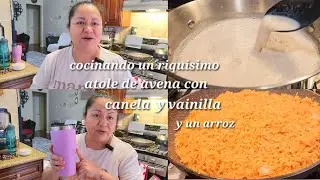 Cocinando un riquisimo atole de avena con canela y vainilla y arroz 