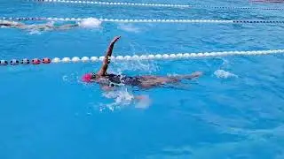 Tim and me! 50m Fast Backstroke Swim without fins!