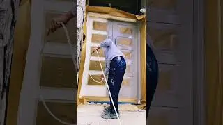 Painting front doors with titan sprayer