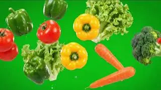 Vegetable flying upward and going down green screen