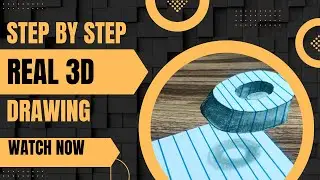 3D Letter C Hole Drawing on Lined Paper | Step by Step Realistic 3D Ring Drawing