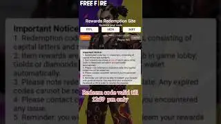 FREE FIRE REDEEM CODE VAILD ONLY TILL 18 JULY 12:59 ONLY