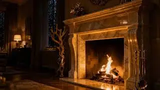 Warm Marble Fireplace at Night | Calm Firelight for Sleep & Relaxation