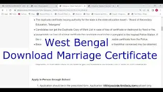 West Bengal - Download or View Marriage Certificate (Online)