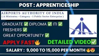 AAI GRADUATE, DIPLOMA & ITI APPRENTICESHIP RECRUITMENT🔥|Vacancies, Salary, Selection process|