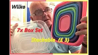 Wilko &ndash; 7 Box Set - Stackable &lsquo;Store it up&rsquo; &ndash; Coloured Lids
