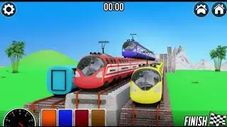 【踏切アニメ】でこぼこ線路を走る京急や山手線の電車 Four Color Trains【踏切】🚦3D Railroad Crossing Animation